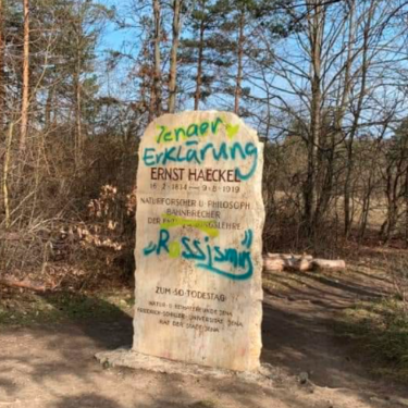 Der besprühte Haeckelstein im Jenaer Forst