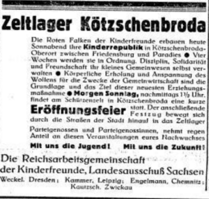 Ein Zeitungsauschnitt aus der Dresdner Volkszeitung vom 13. Juli 1929