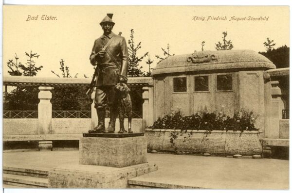 Das Denkmal für König Friedrich August III. in Bad Elster, Postkarte, 1913, Kunstverlag Brück & Sohn