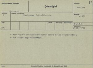 Zusatzbogen „Heimatspiel“ zur Bautzener Schießbleiche 1938-1940 mit Wertung (ISGV, AIfV/HWSa/K14)