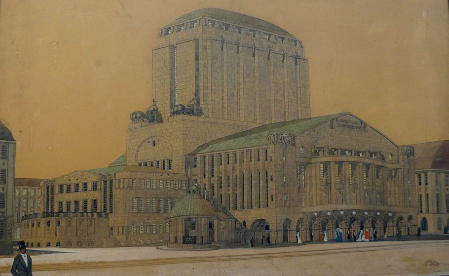 Entwurf für das Dresdner Schauspielhaus des Architekten Rudolf Bitzan